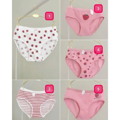 شورت عروسکی نخی طرح توت فرنگی صورتی پک 3 عددی سایز Large