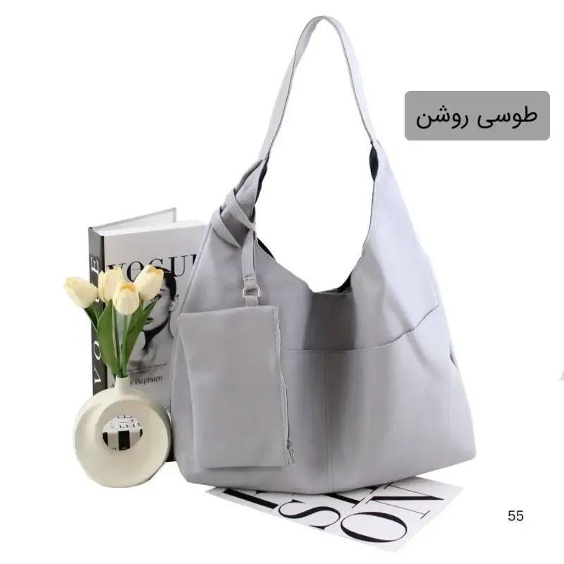 کیف زنانه چرم مصنوعی روزمره و دانشگاهی سه جیب بیرونی