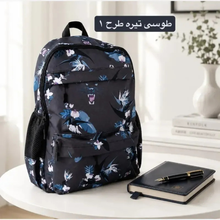 کوله پشتی پارچه ای اسپرت و روزمره سه بنده با آستر ساتن ابعاد 40 در 35 سانتیمتر