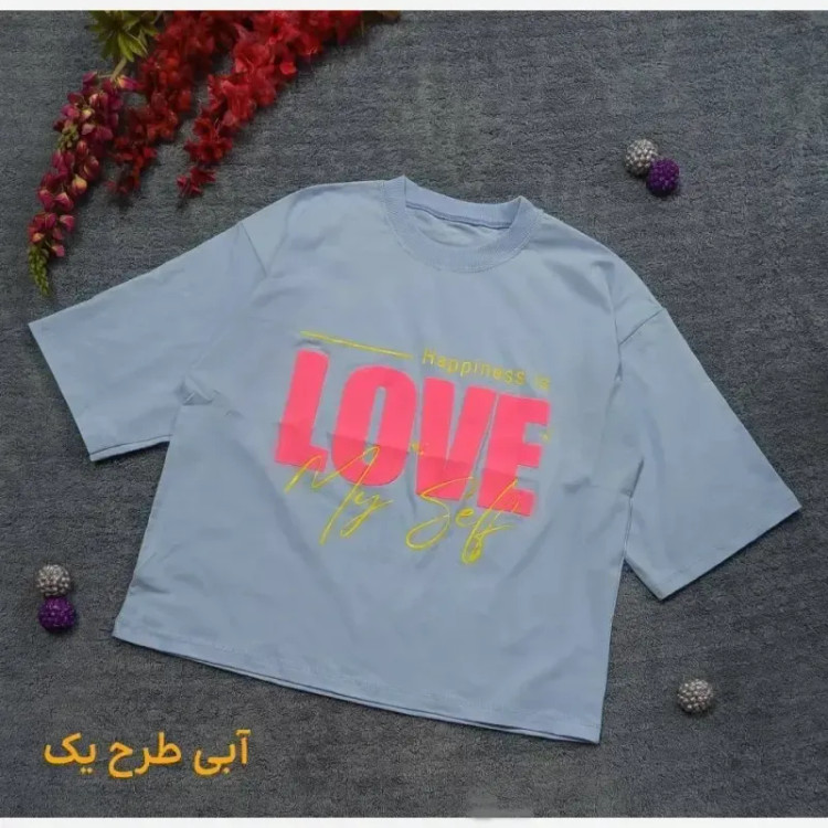 تیشرت باکسی سوپر نخ پنبه طرح برجسته فری سایز