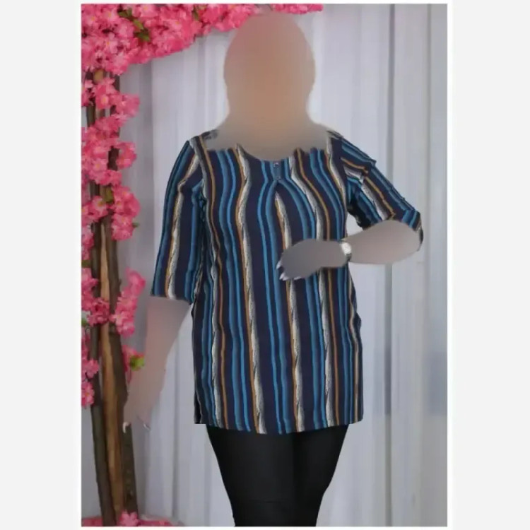 تونیک بلند نخی قواره دار خنک سایز بزرگ زنانه روژان