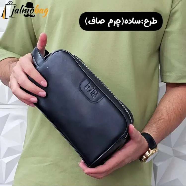 کیف دستی مردانه چرم صنعتی ضخیم دو خانه بند دستی