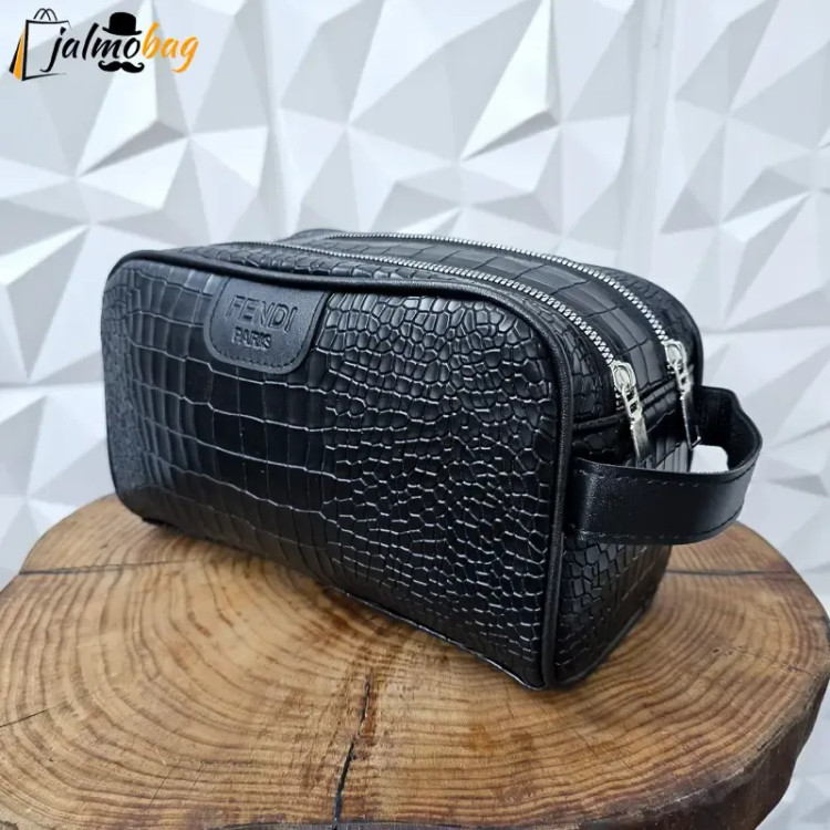 کیف دستی مردانه چرم صنعتی ضخیم دو خانه بند دستی
