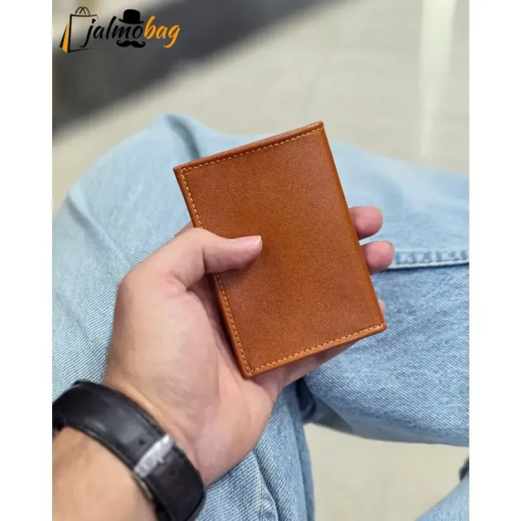 جاکارتی چرم طبیعی گاوی مدل برگی چهار جای کارت