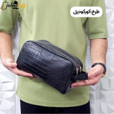 کیف دستی مردانه اسپرت طرحدار چرم صنعتی دو خانه بند دستی