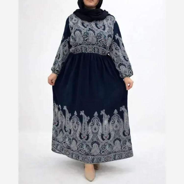 پیراهن نخی سایز بزرگ زنانه ترمه مدل آزاد و راحت چهار فصل