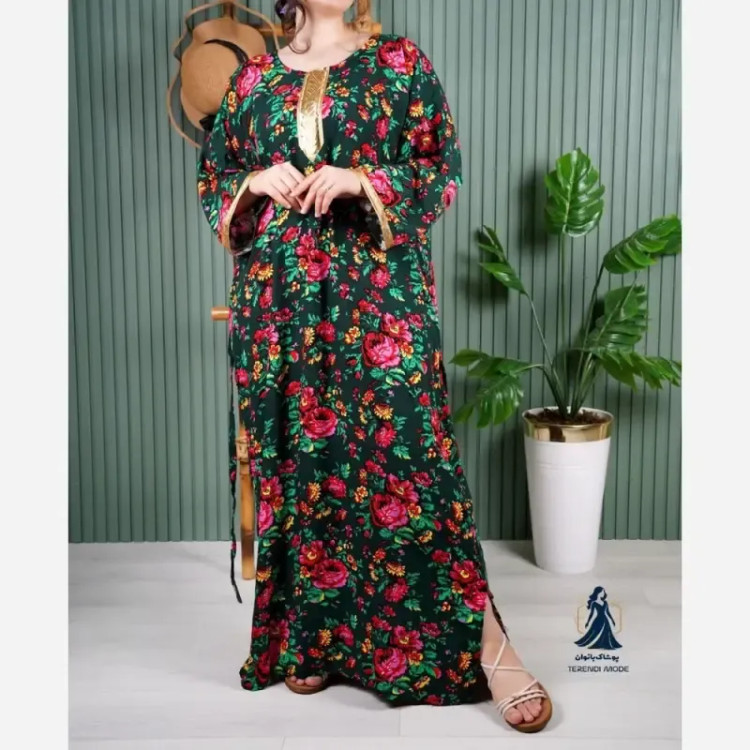 ساحلی نخی ترکمنستان طرح کتیبه طلایی گل درشت فری سایز رنگ مشکی کرم سبزیشمی آبی سورمه ای تیره