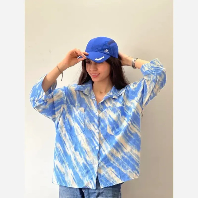 شومیز نخ کراش نگین دار جیب دار فری سایز