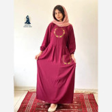 ساحلی گلدوزی تک جیب زنانه جنس نخ ململ رنگ زیتون خنک تابستانه
