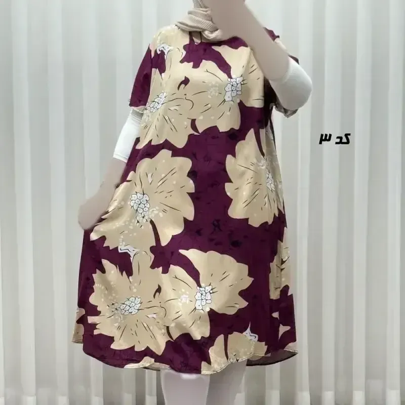 پیراهن کوتاه نخی طرح دار لامبادا فری سایز زنانه
