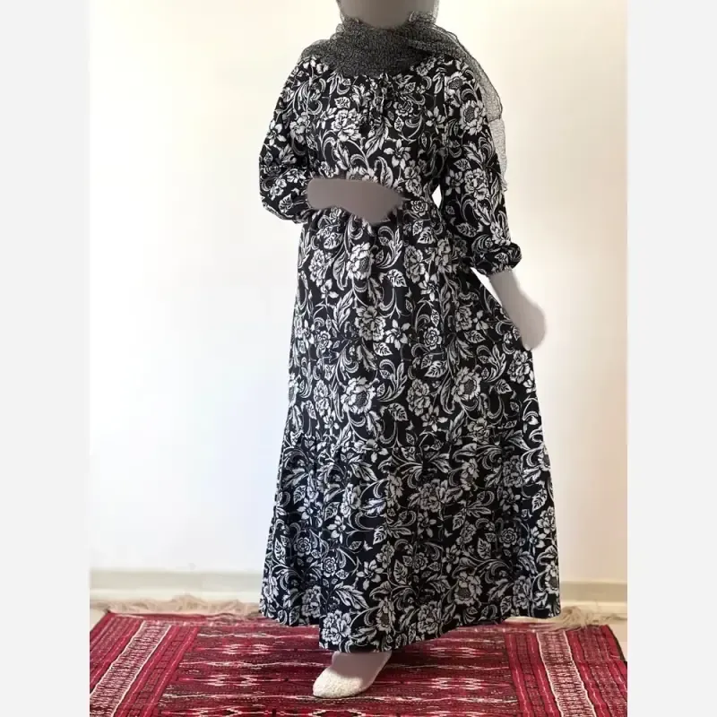 پیراهن ساحلی زنانه جنس فلور بوگاتی فری سایز قد 135
