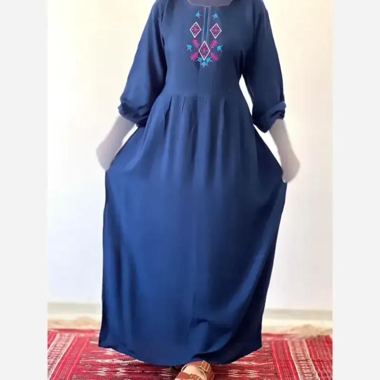 پیراهن ساحلی گلدوزی مایا جنس نخ ململ فری سایز