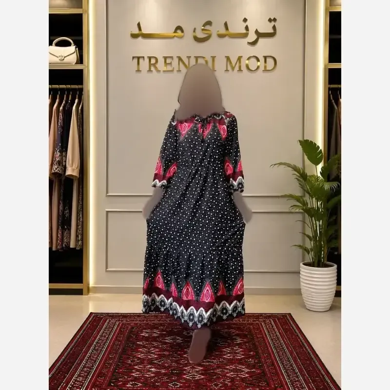 ساحلی نخی طرح دار توپ توپی فری سایز