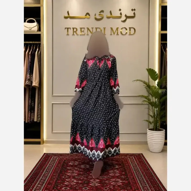 ساحلی نخی طرح دار توپ توپی فری سایز