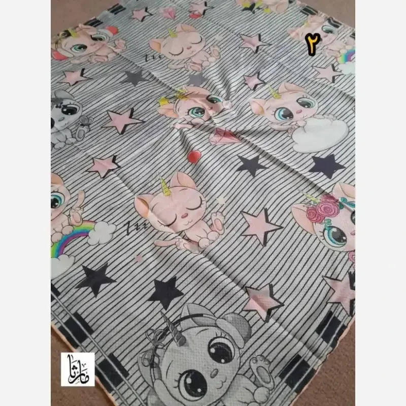 روسری سوپرنخ دخترانه دست دوز قواره 100 سانت فانتزی