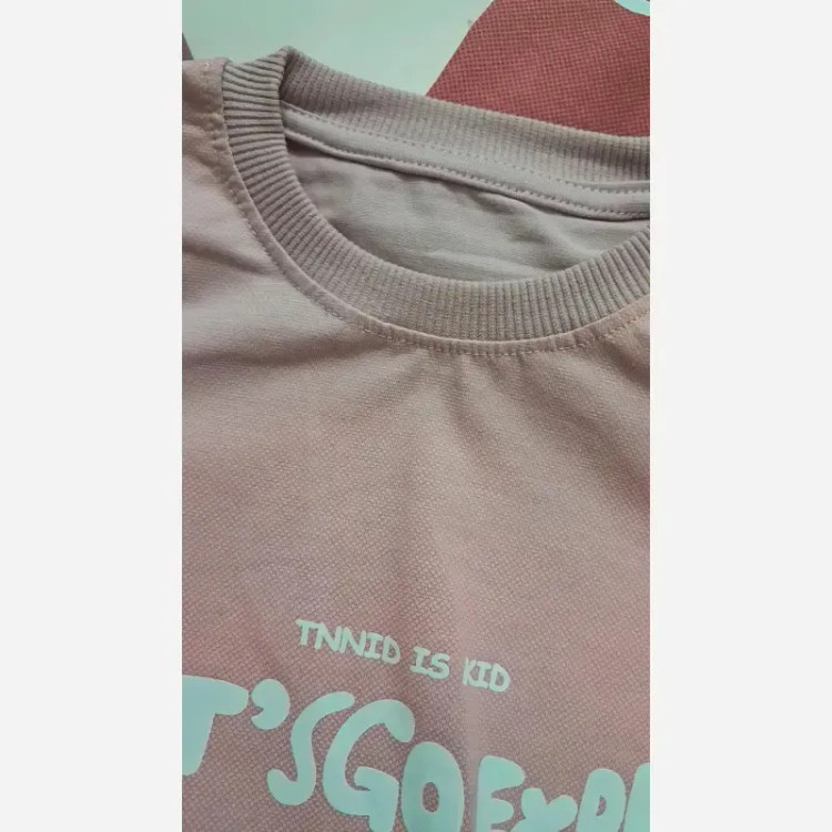 ست تیشرت و شلوارک اسپرت پسرانه و دخترانه مدل let's go جنس پنبه یک رو