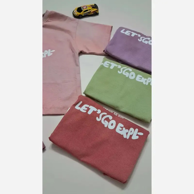 ست تیشرت و شلوارک اسپرت پسرانه و دخترانه مدل let's go جنس پنبه یک رو