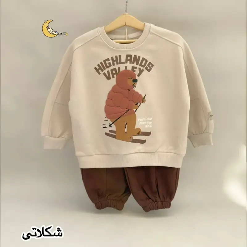 ست دورس و شلوار توکرکی زمستانی بچگانه طرح سیمپسون مناسب 18 ماه تا 4 سال