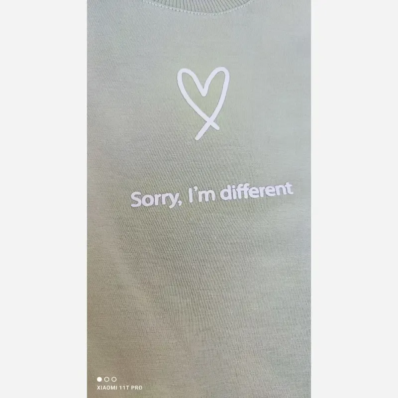 ست تیشرت و شلوارک دخترانه طرح Sorry I'm different نخی و پنبهای سایز 40 تا 55