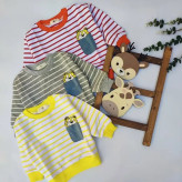 بلوز تک اسپرت بچگانه دخترانه و پسرانه یقه و مچ کشبافت رنگبندی زیبا طرح ببری سایز 80 تا 100