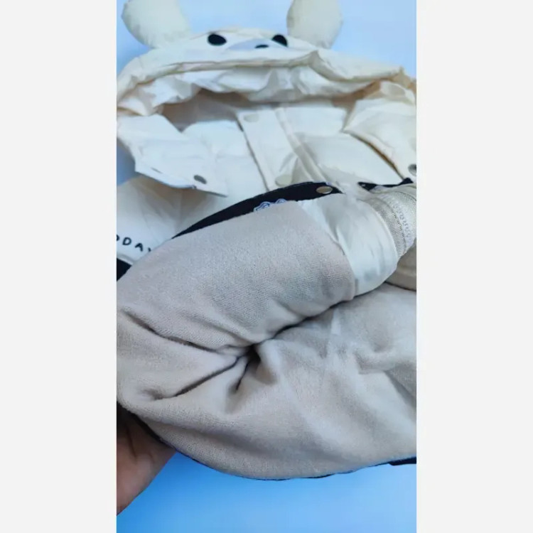 کاپشن بچگانه وارداتی تدی پشم شیشه دار مخملی رنگ مشکی و کرم