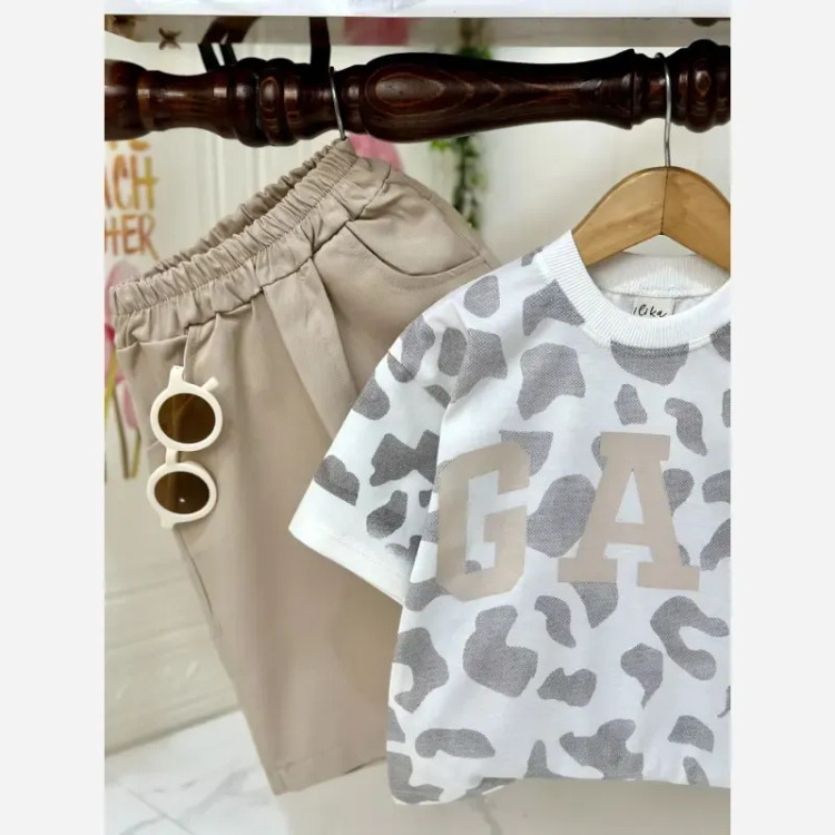ست تیشرت و شلوارک دخترانه GAP نخ پنبه و کتان مناسب 2 تا 8 سال