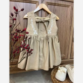 سارافون دخترانه وینتج نخی گلدوزی شده مناسب 1 تا 6 سال