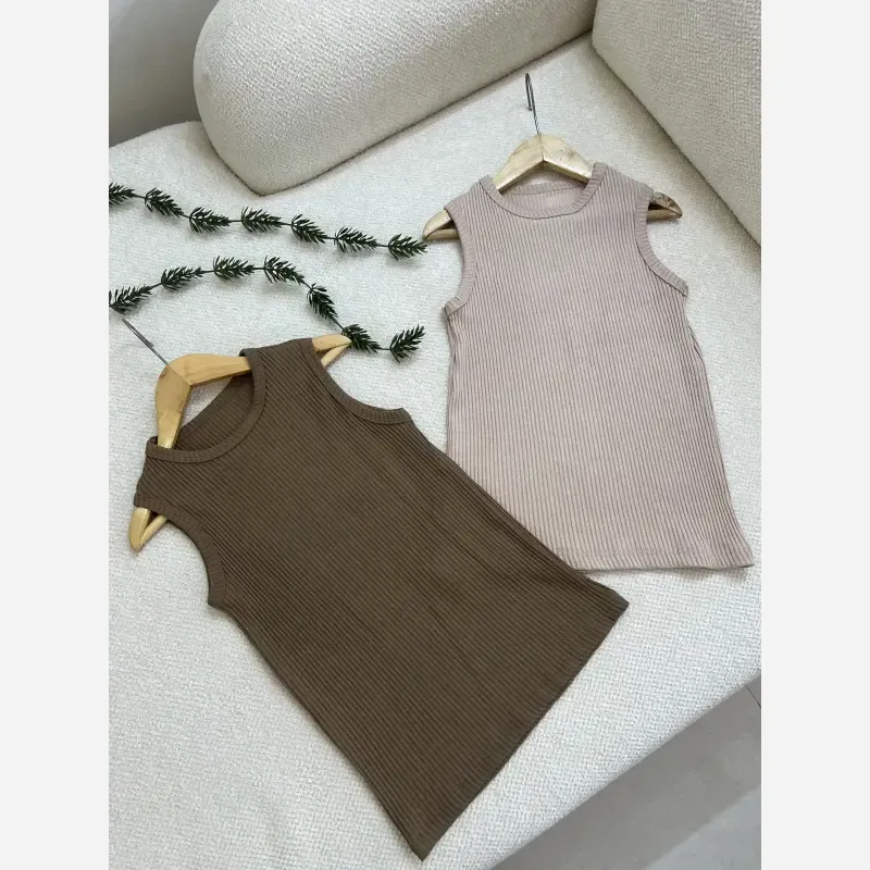 تاپ دخترانه کبریتی کشی مناسب 8 تا 15 سال رنگ کرم و قهوهای
