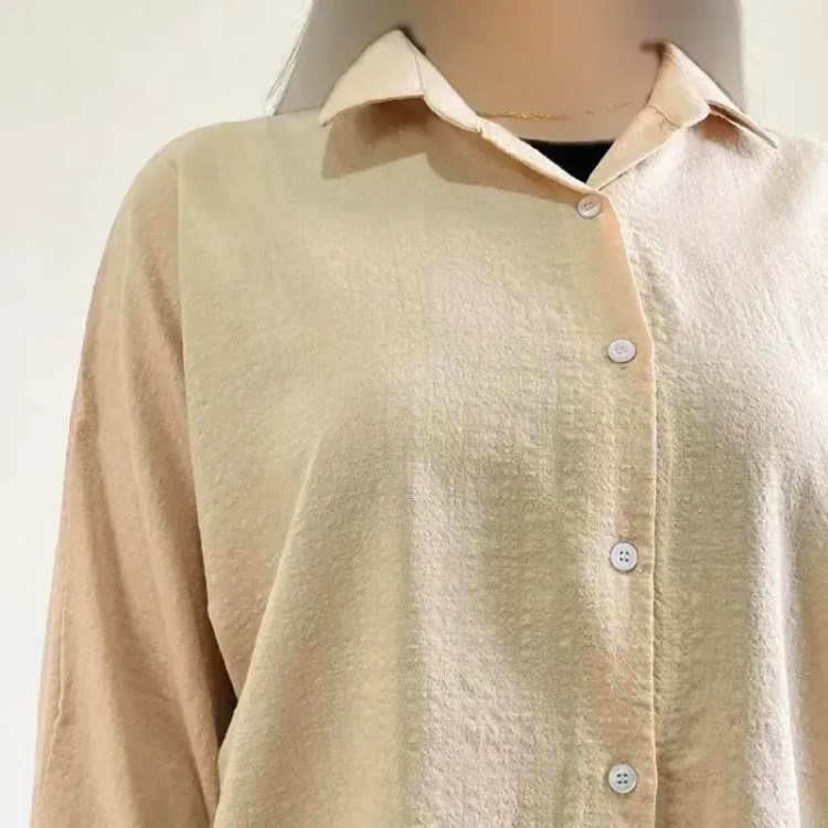 شومیز لینن خفاشی زنانه قد 67 سانت دور سینه 144 سانت کد 1365