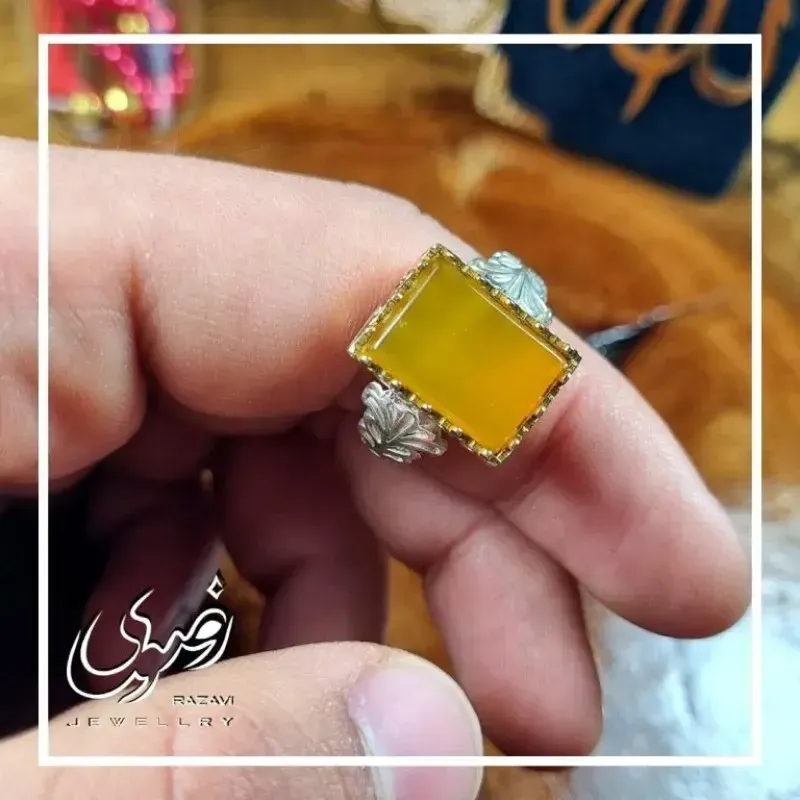انگشتر نقره زنانه طرح فریما با نگین شرف الشمس