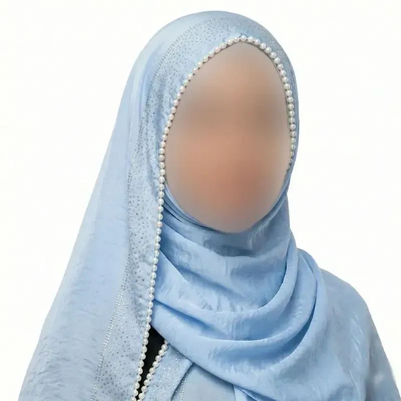 شال مرواریدی زنانه جنس ساتن گلکسی ابعاد 182 در 73 سانتیمتر