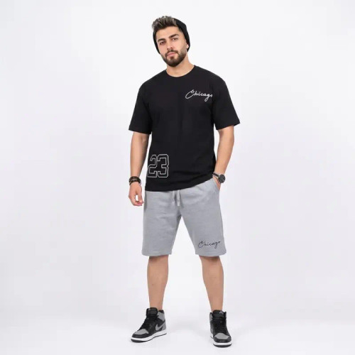 ست تیشرت و شلوارک مردانه مشکی طرح 23 جنس پنبه سوپر و گلکسی