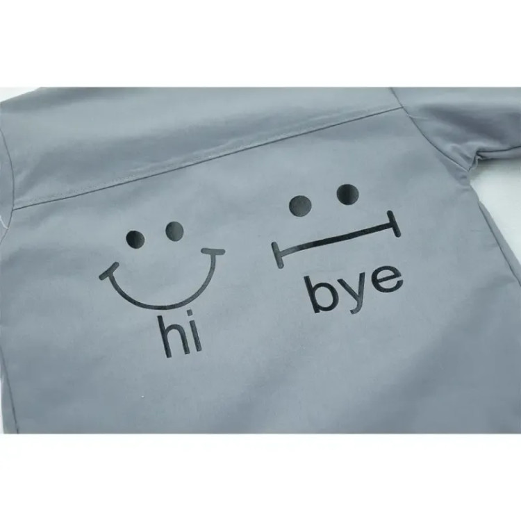 ست کت شلوار و تیشرت دخترانه طرح HI BYE رنگ طوسی