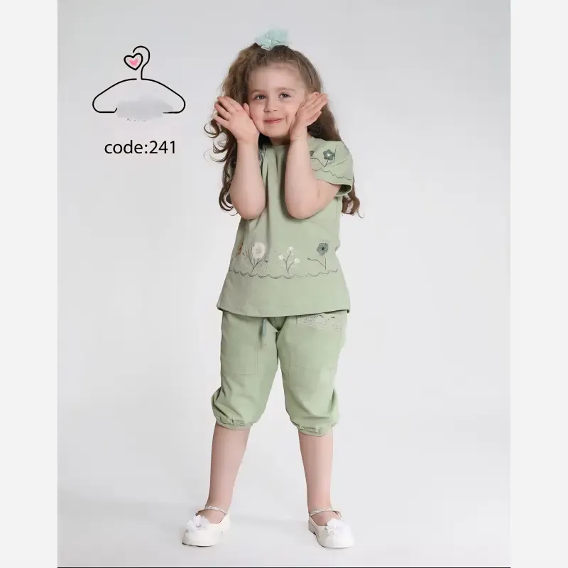 ست تاپ و شلوارک دخترانه جنس بلوز پنبه لاکرا و شلوارک کتان سایز 40 تا 55