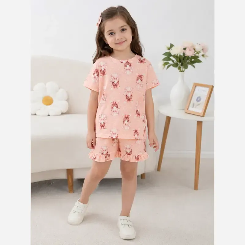 ست کراپ و شلوارک دخترانه پنبه ای خنک سایز 2 تا 9 سال