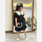 ست 4 تیکه دخترانه پیراهن لنین به همراه کیف و 2 گیره مو سایز 2 تا 8 سال