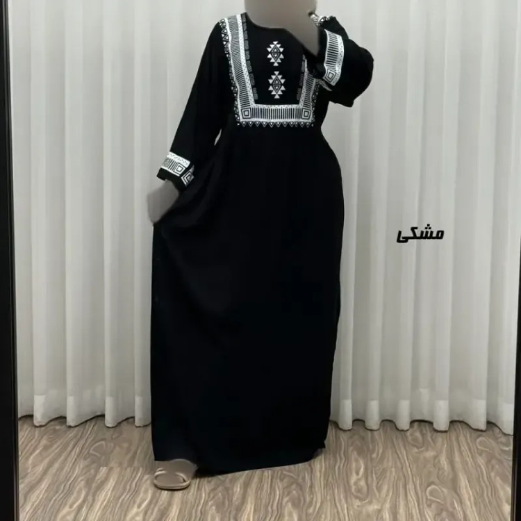 پیراهن نخی زنانه مدل پادمیرا فری سایز مناسب تا 48 همراه با کمربند