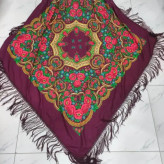 روسری ترکمنی پشمی اصیل برند Pavlovo Posad قواره 145 در 145 سانتیمتر تولید روسیه