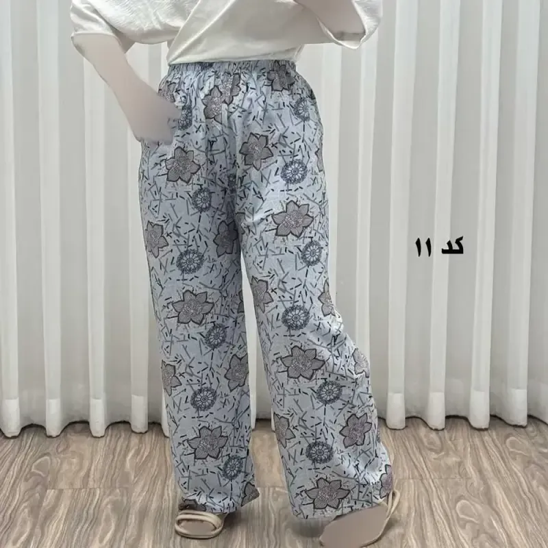 شلوار راحتی زنانه نخی فری سایز مناسب تا 46