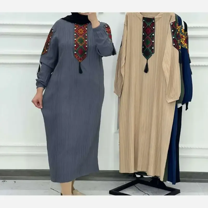 پیراهن زنانه کراش کتیبه ای فری سایز مناسب تا سایز 50