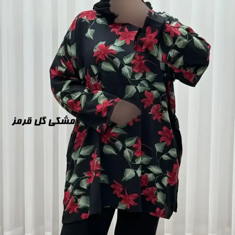 تونیک نخی زنانه طرحدار فری سایز مناسب تا سایز 52