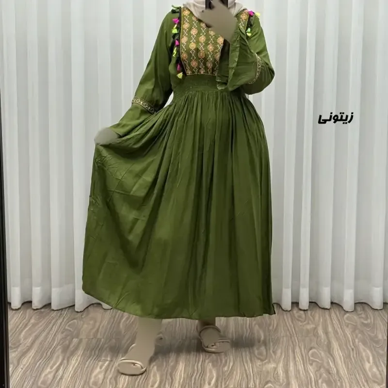 پیراهن نخی گلدوزی زنانه و دخترانه مدل جانان فری سایز مناسب تا 48