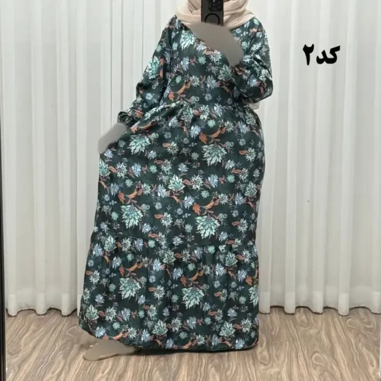 پیراهن زنانه بوگاتی فری سایز تا 46 قد 140 تن خور شیک و راحت بند کمر کمربند دار چهارفصل بدون سایه اندازی