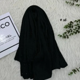 شال نخی مشکی قواره بزرگ 90 در 200 سانتیمتر بدون سُر خوردن و چروک شدن