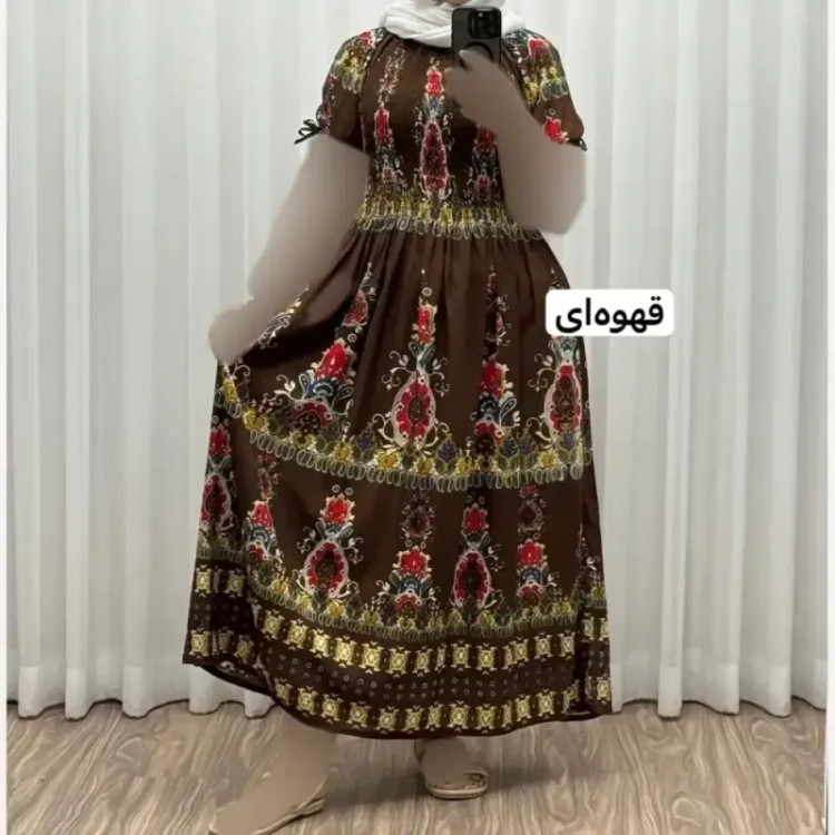 پیراهن کریشه آستین کوتاه زنانه فری سایز تا 52 کمربنددار چهارفصل تنخور شیک و راحت کد 1181