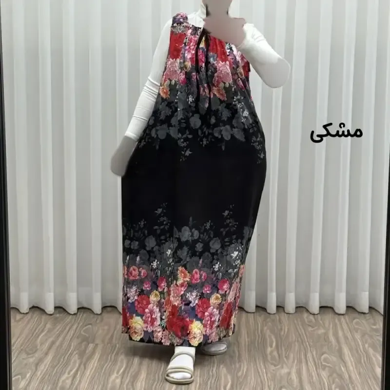 پیراهن ساحلی زنانه نخی آستین حلقهای فری سایز مناسب تا سایز 52