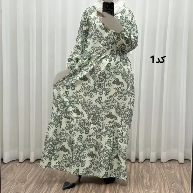 پیراهن فلور بوگاتی مدل تنو نخی شسته شده فری سایز تا 48 چهارفصل شیک و راحت بنددار بدون آبرفت و رنگ رفت