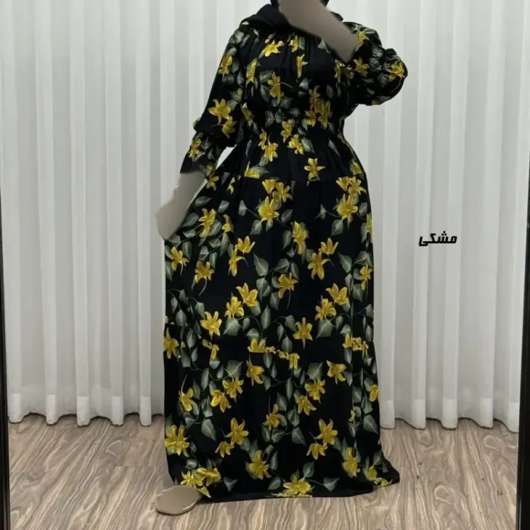 پیراهن ساحلی نخی زنانه و دخترانه مدل پامچال فری سایز مناسب تا سایز 50