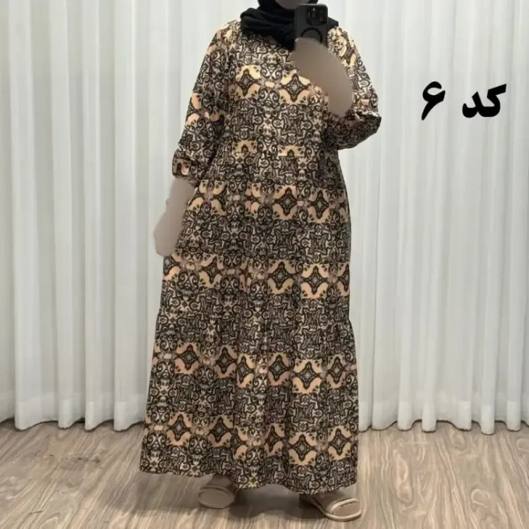 پیراهن ساحلی زنانه مدل خشت کد 714 فری سایز تا 46 جنس فلور بوگاتی قابل استفاده چهار فصل کمربنددار شیک و راحت