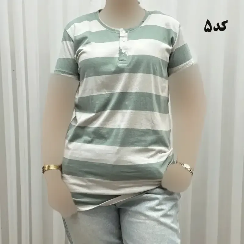 تیشرت زنانه نخ پنبه H&M جلودکمه چهارفصل